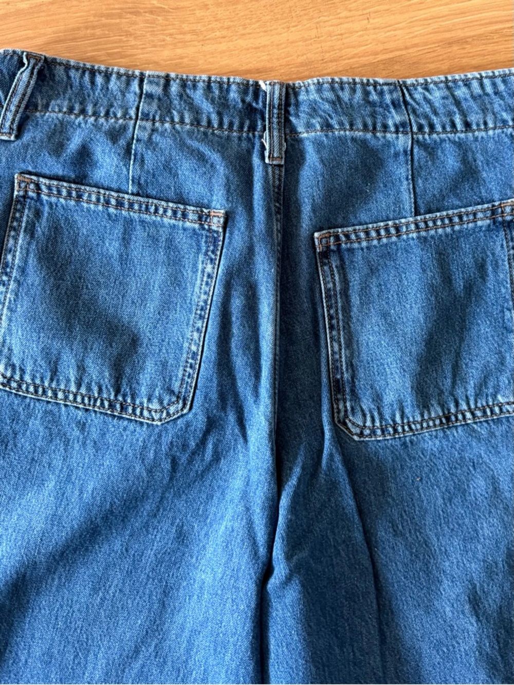 Old Navy Baggy,High-Rise,Wide Leg, crop -Blue Jeans-patch pockets- women Sz P 10 - Picture 5 of 5